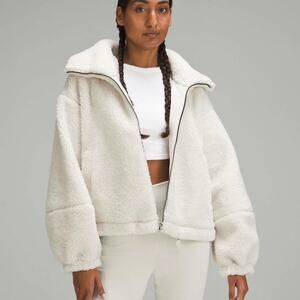 LULULEMON Cinchable Fleece Zip Up Jacket Bone 6